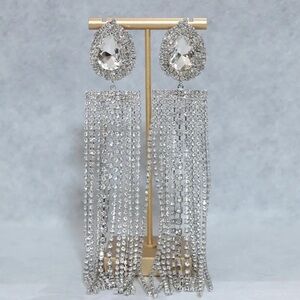 Elegant Silver Crystal Dangle Earrings